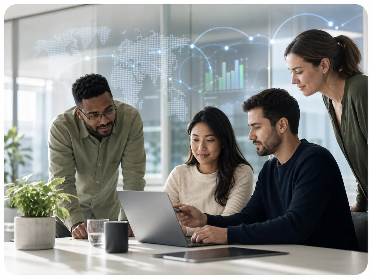 Product team reviewing global exchange rate comparison data